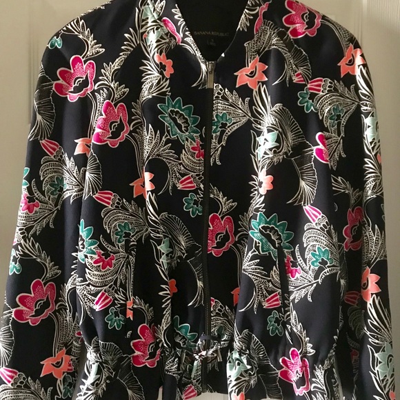 Banana Republic Bird Bomber Jacket S preppy navy - Picture 4 of 4